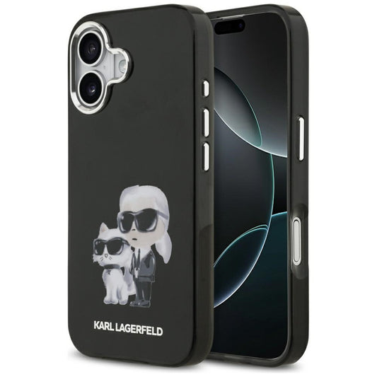 Funda MagSafe para Apple iPhone 17, Karl Lagerfeld, IML Aquarelle Logo Karl & Choupette, Negra
