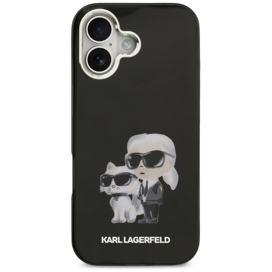 Funda MagSafe para Apple iPhone 17, Karl Lagerfeld, IML Aquarelle Logo Karl & Choupette, Negra