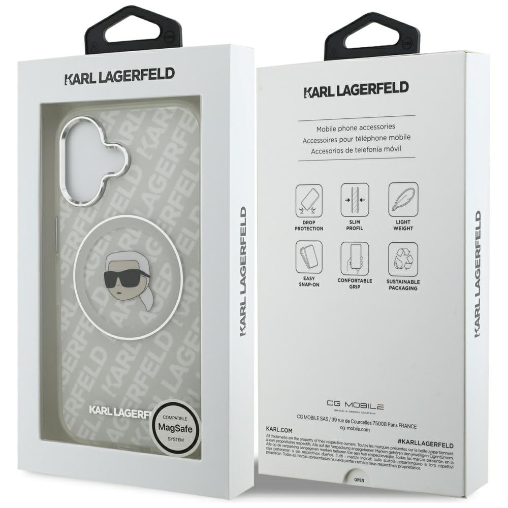Funda MagSafe para Apple iPhone 17, Karl Lagerfeld, IML Karl's Head, Gris