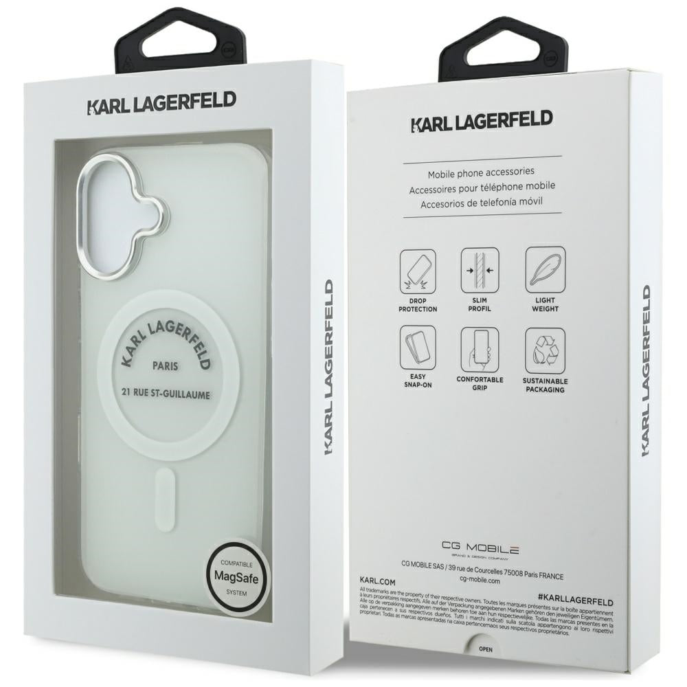 Funda MagSafe para Apple iPhone 17, Karl Lagerfeld, IML Logo RSG, Transparente