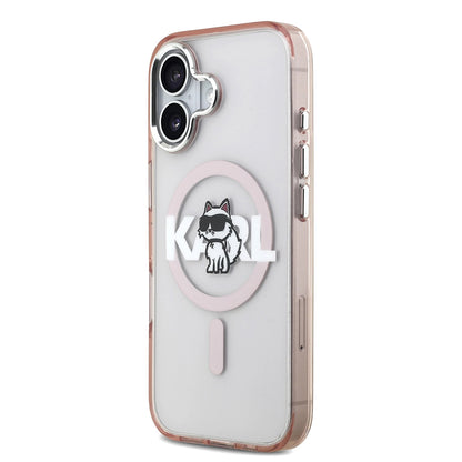 MagSafe Case for Apple iPhone 17, Karl Lagerfeld, IML Sketch Logo Choupette, Pink