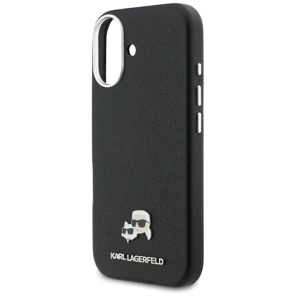 Funda MagSafe para Apple iPhone 17, Karl Lagerfeld, Karl & Choupette Head's Pin, Negra
