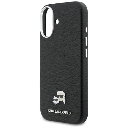 Funda MagSafe para Apple iPhone 17, Karl Lagerfeld, Karl & Choupette Head's Pin, Negra