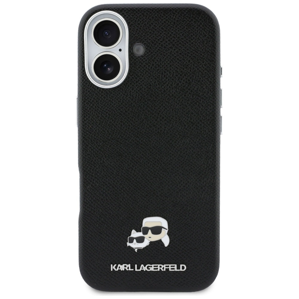 Funda MagSafe para Apple iPhone 17, Karl Lagerfeld, Karl & Choupette Head's Pin, Negra