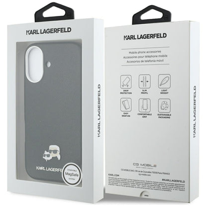 Funda MagSafe para Apple iPhone 17, Karl Lagerfeld, Karl & Choupette Head's Pin, Negra