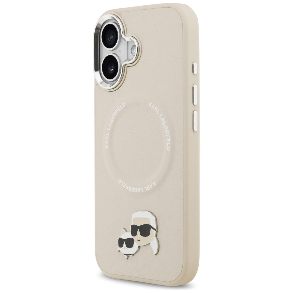 Funda MagSafe para Apple iPhone 17, Karl Lagerfeld, Karl & Choupette Pins, Beige