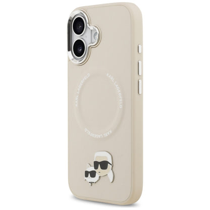 Funda MagSafe para Apple iPhone 17, Karl Lagerfeld, Karl & Choupette Pins, Beige