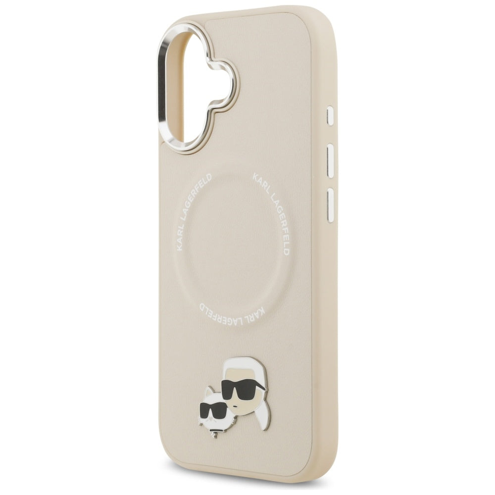 Funda MagSafe para Apple iPhone 17, Karl Lagerfeld, Karl & Choupette Pins, Beige