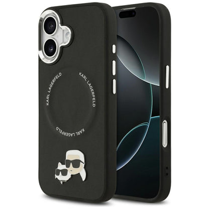 Funda MagSafe para Apple iPhone 17, Karl Lagerfeld, Karl & Choupette Pins, Negra