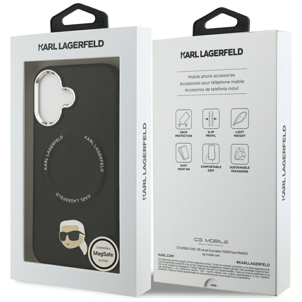 Funda MagSafe para Apple iPhone 17, Karl Lagerfeld, Karl Pin, Negra