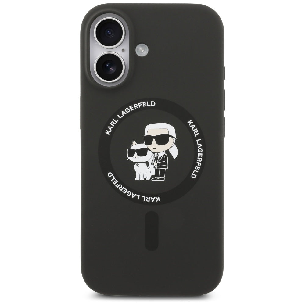 Funda MagSafe para Apple iPhone 17, Karl Lagerfeld, Ring Karl & Choupette, Negra