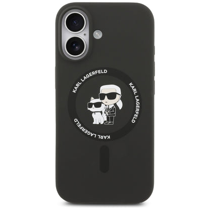 Funda MagSafe para Apple iPhone 17, Karl Lagerfeld, Ring Karl & Choupette, Negra