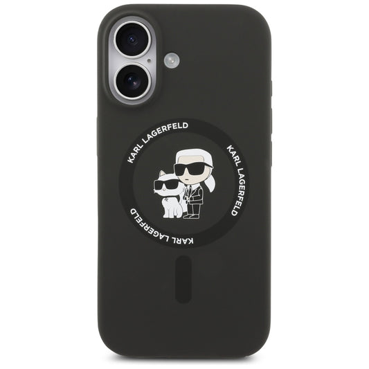 Funda MagSafe para Apple iPhone 17, Karl Lagerfeld, Ring Karl & Choupette, Negra