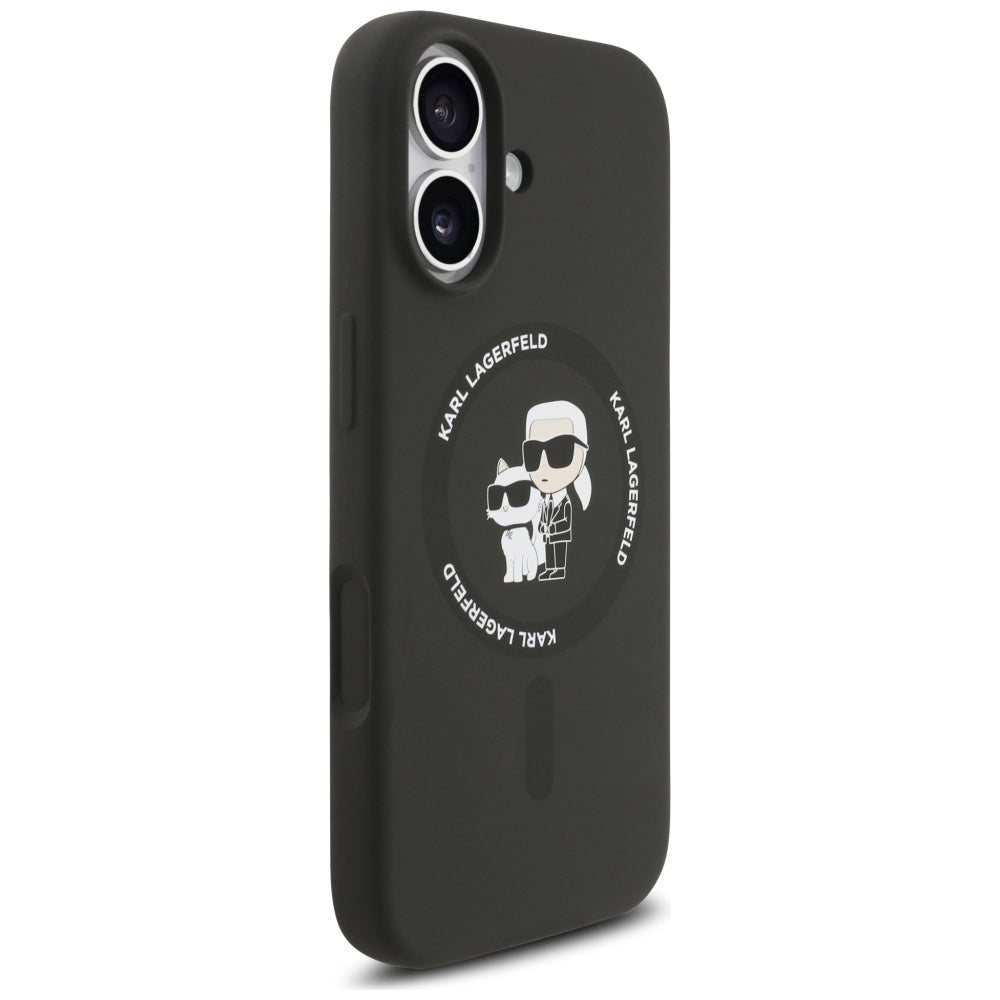 Funda MagSafe para Apple iPhone 17, Karl Lagerfeld, Ring Karl & Choupette, Negra