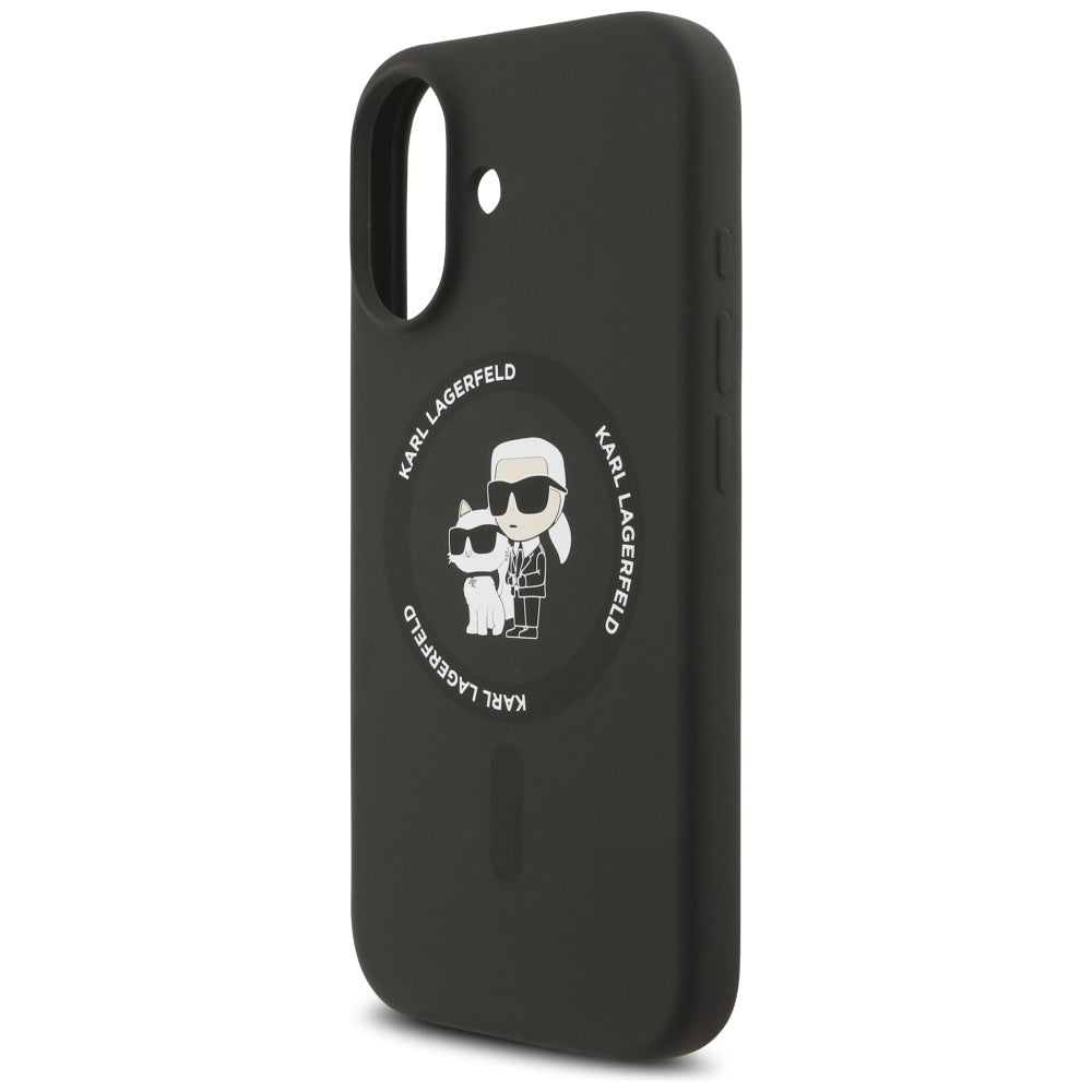Funda MagSafe para Apple iPhone 17, Karl Lagerfeld, Ring Karl & Choupette, Negra