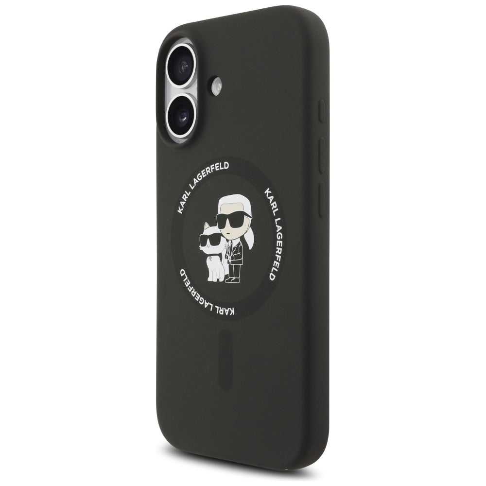 Funda MagSafe para Apple iPhone 17, Karl Lagerfeld, Ring Karl & Choupette, Negra