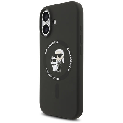 Funda MagSafe para Apple iPhone 17, Karl Lagerfeld, Ring Karl & Choupette, Negra