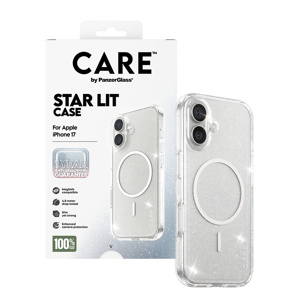 Funda MagSafe para Apple iPhone 17, PanzerGlass, Care Urban Explorer Star Lit, Transparente Blanca