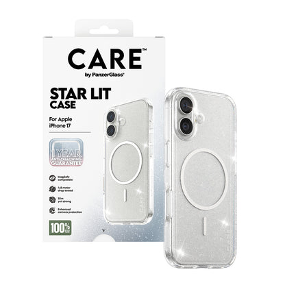 Funda MagSafe para Apple iPhone 17, PanzerGlass, Care Urban Explorer Star Lit, Transparente Blanca