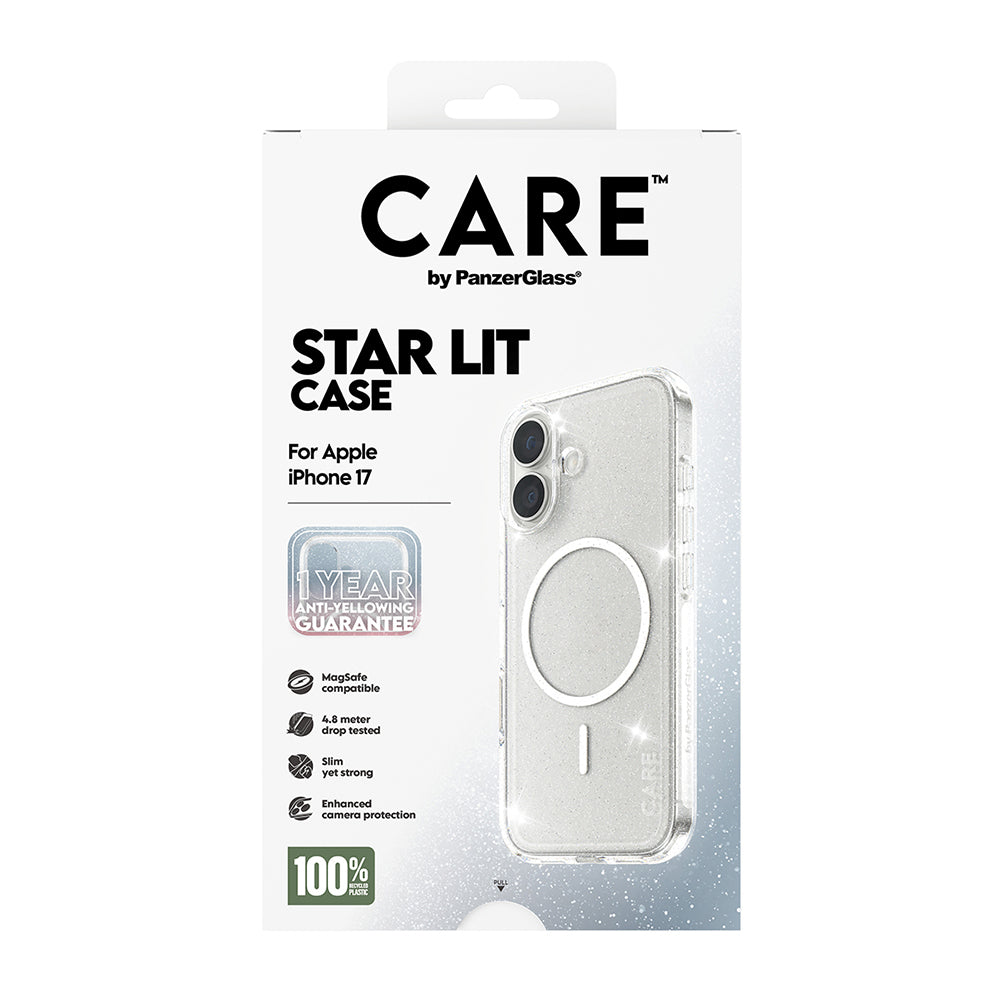 Funda MagSafe para Apple iPhone 17, PanzerGlass, Care Urban Explorer Star Lit, Transparente Blanca
