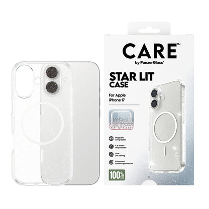 Funda MagSafe para Apple iPhone 17, PanzerGlass, Care Urban Explorer Star Lit, Transparente Blanca