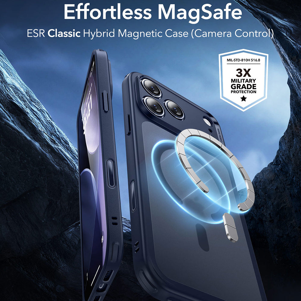 Funda MagSafe para Apple iPhone 17 Pro, ESR, Classic Hybrid, Azul Satinado