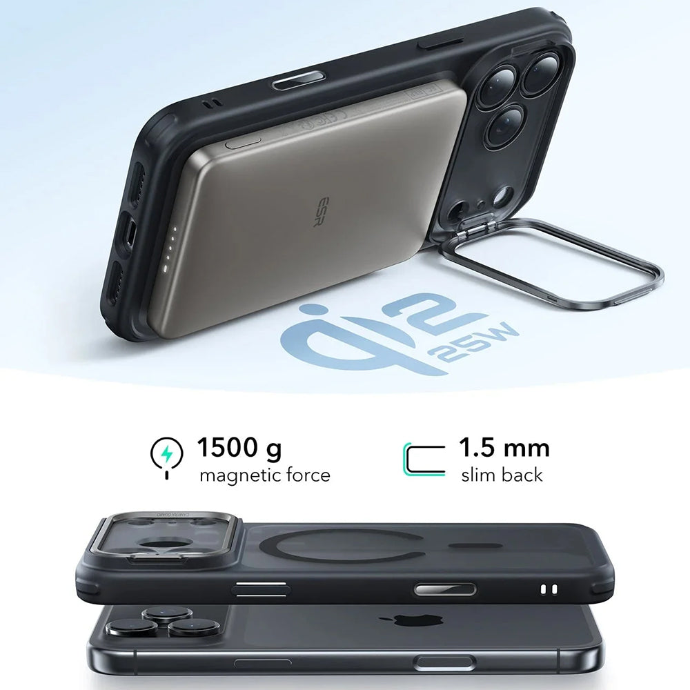 Funda MagSafe para Apple iPhone 17 Pro, ESR, Classic Hybrid Kickstand, Negra Satinada