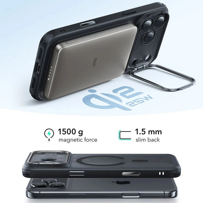 Funda MagSafe para Apple iPhone 17 Pro, ESR, Classic Hybrid Kickstand, Negra Satinada