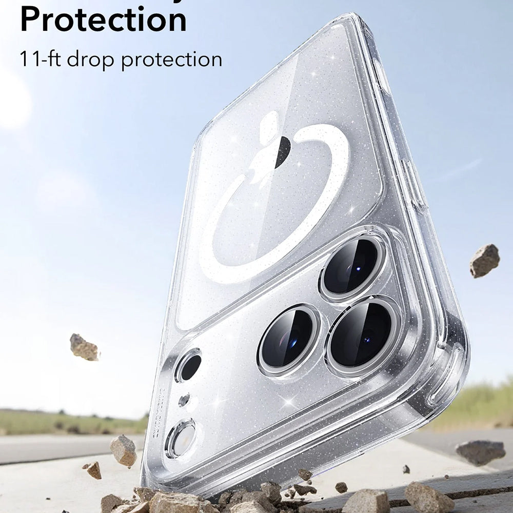 Funda MagSafe para Apple iPhone 17 Pro, ESR, Classic Hybrid Shimmer, Transparente