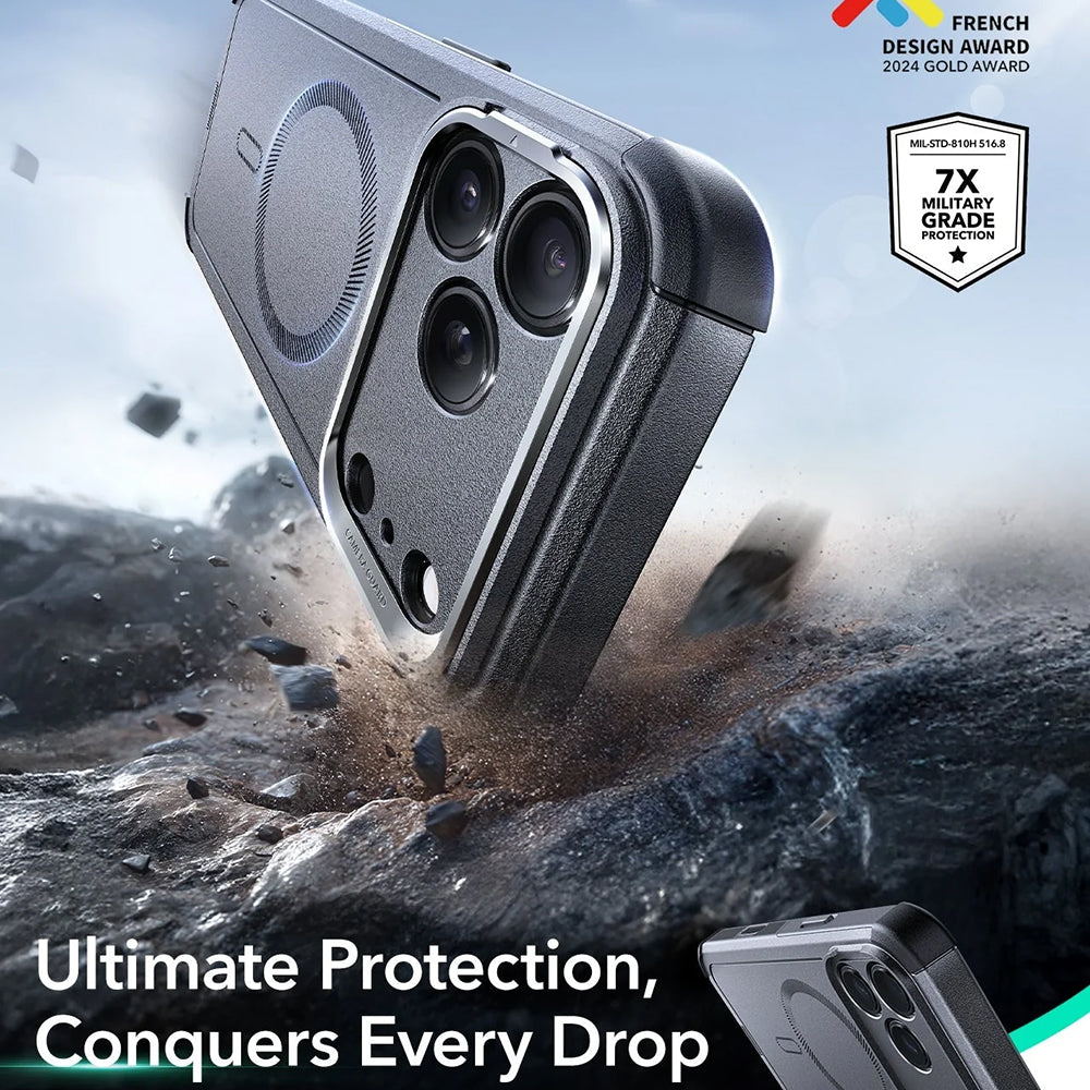 Funda MagSafe para Apple iPhone 17 Pro, ESR, Cyber Armor Kickstand, Gris