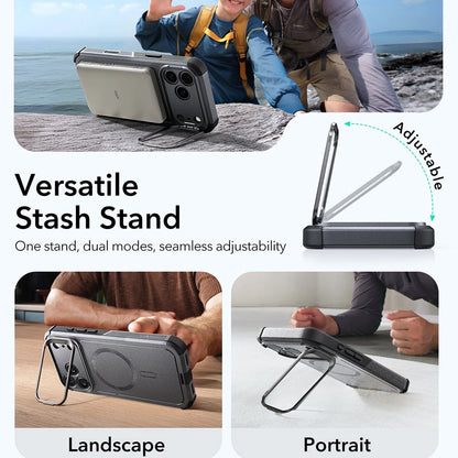 Funda MagSafe para Apple iPhone 17 Pro, ESR, Cyber Armor Kickstand, Gris