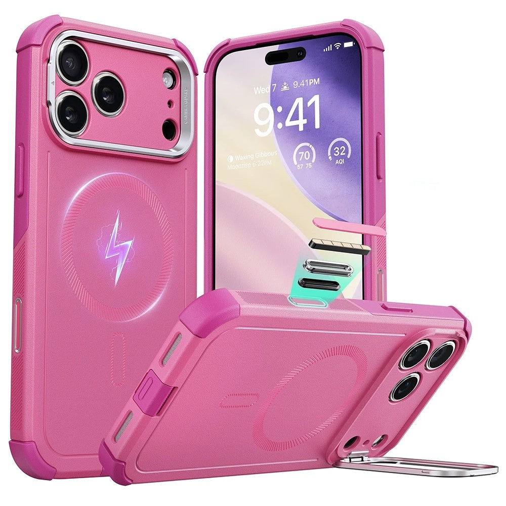 Funda MagSafe para Apple iPhone 17 Pro, ESR, Cyber Armor Kickstand, Rosa