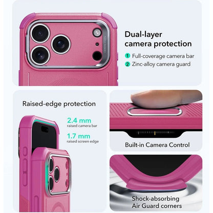 Funda MagSafe para Apple iPhone 17 Pro, ESR, Cyber Armor Kickstand, Rosa