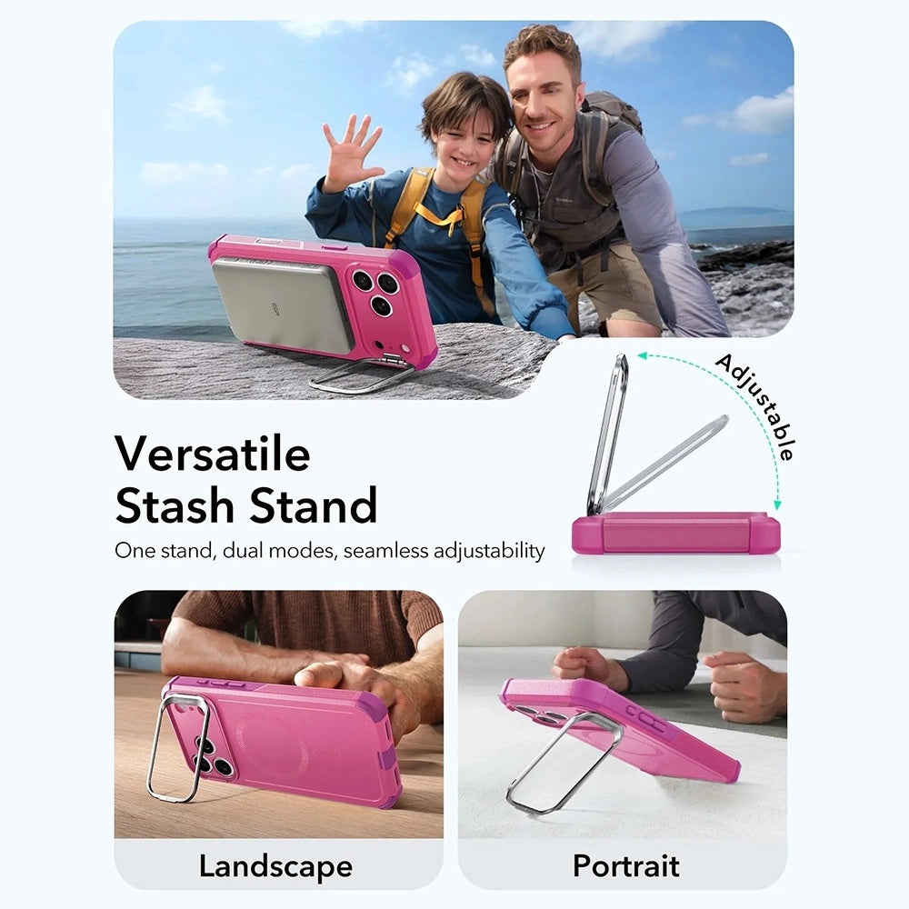 Funda MagSafe para Apple iPhone 17 Pro, ESR, Cyber Armor Kickstand, Rosa