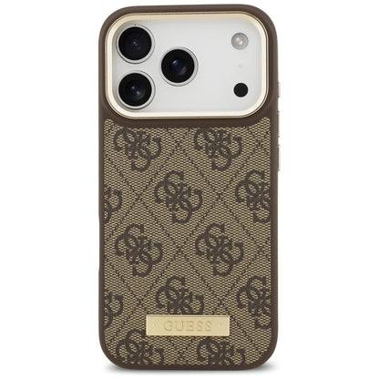 Funda MagSafe para Apple iPhone 17 Pro, Guess, 4G Logo Plate, Marrón