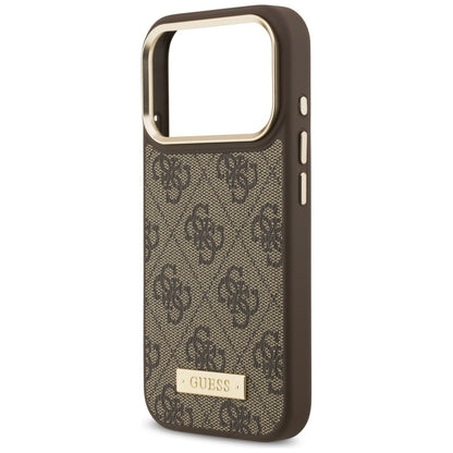 Funda MagSafe para Apple iPhone 17 Pro, Guess, 4G Logo Plate, Marrón
