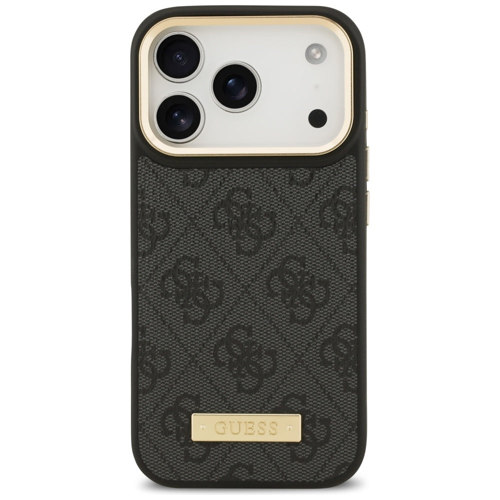 Funda MagSafe para Apple iPhone 17 Pro, Guess, 4G Logo Plate, Negra