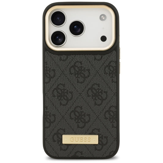 Funda MagSafe para Apple iPhone 17 Pro, Guess, 4G Logo Plate, Negra