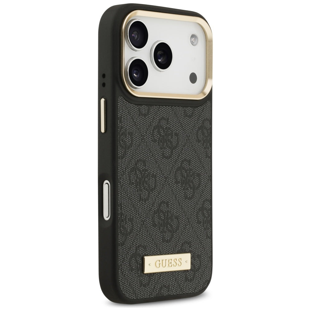 Funda MagSafe para Apple iPhone 17 Pro, Guess, 4G Logo Plate, Negra
