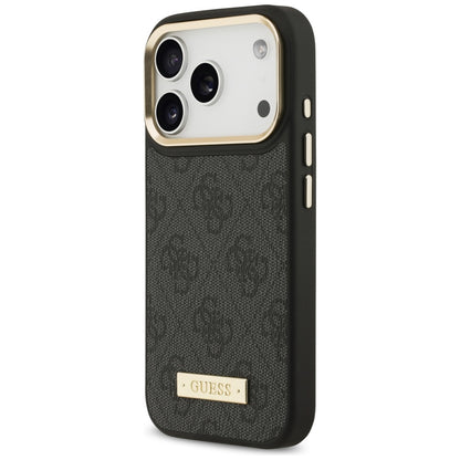 Funda MagSafe para Apple iPhone 17 Pro, Guess, 4G Logo Plate, Negra