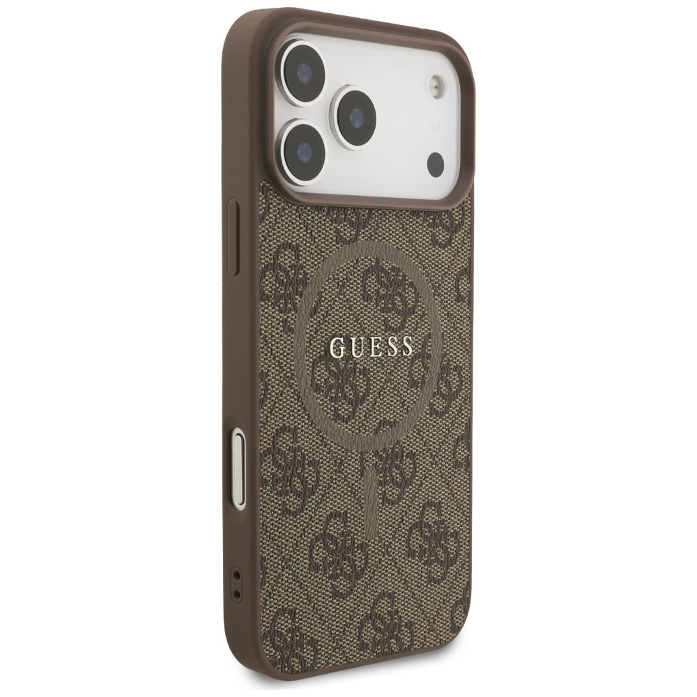 Funda MagSafe para Apple iPhone 17 Pro, Guess, 4G Ring Classic Logo, Marrón