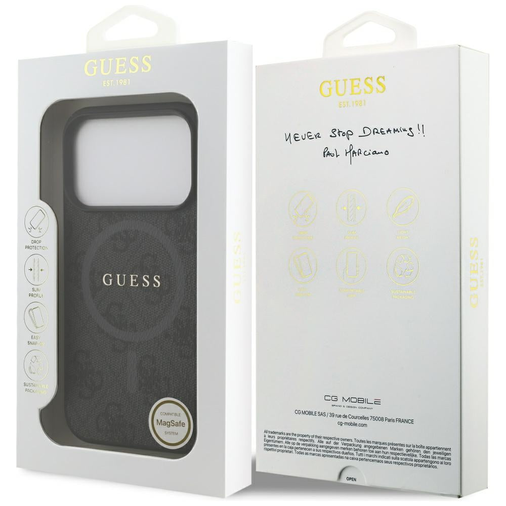 Funda MagSafe para Apple iPhone 17 Pro, Guess, 4G Ring Classic Logo, Negra