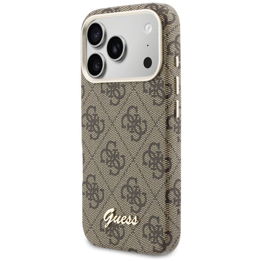 Funda MagSafe para Apple iPhone 17 Pro, Guess, 4G Script Logo, Marrón.