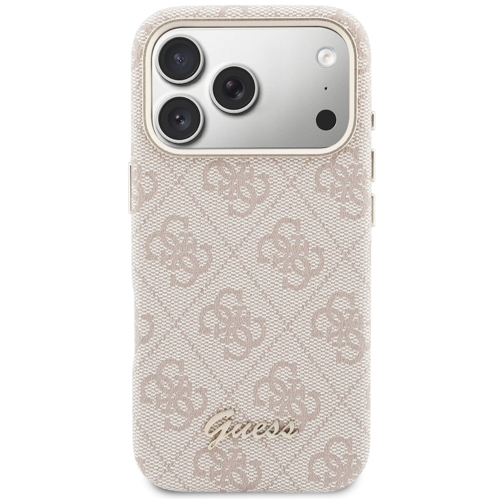 Funda MagSafe para Apple iPhone 17 Pro, Guess, 4G Script Logo, Rosa.