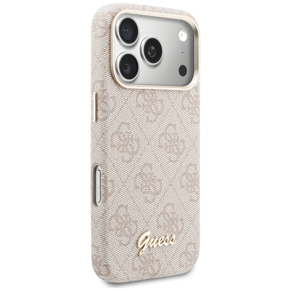 Funda MagSafe para Apple iPhone 17 Pro, Guess, 4G Script Logo, Rosa.