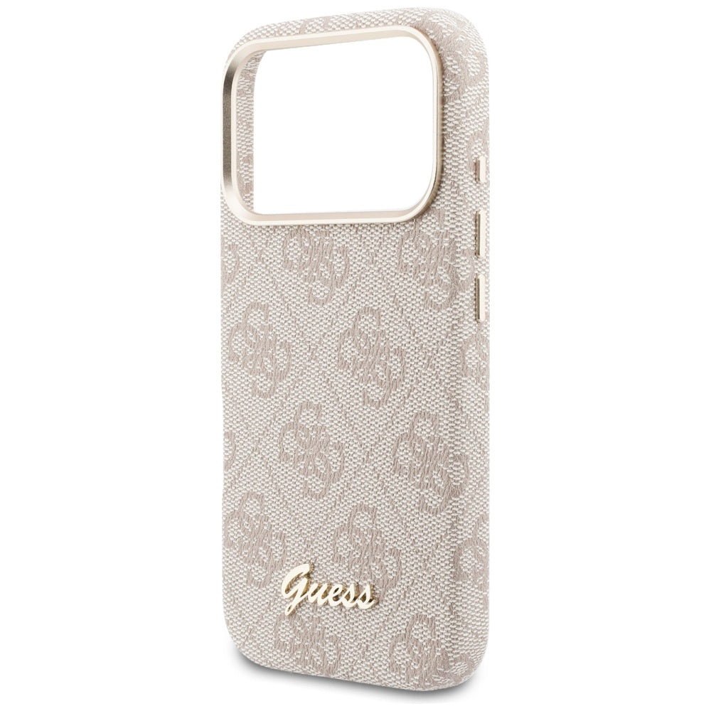 Funda MagSafe para Apple iPhone 17 Pro, Guess, 4G Script Logo, Rosa.