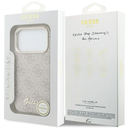Funda MagSafe para Apple iPhone 17 Pro, Guess, 4G Script Logo, Rosa.