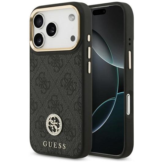 Funda MagSafe para Apple iPhone 17 Pro, Guess, 4G Strass Logo, Negra