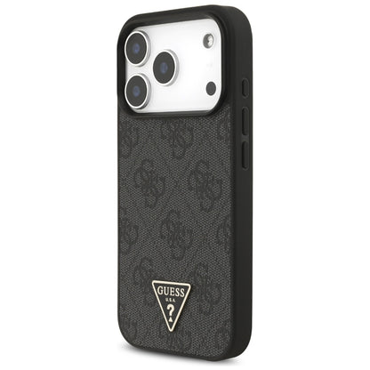 Funda MagSafe para Apple iPhone 17 Pro, Guess, Logo Triángulo 4G con Correa, Negra