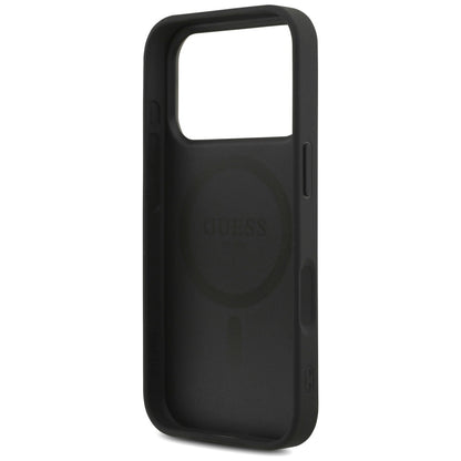 Funda MagSafe para Apple iPhone 17 Pro, Guess, Logo Triángulo 4G con Correa, Negra